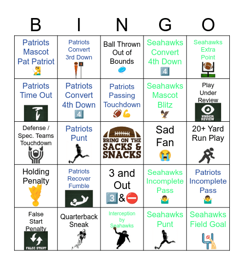 🏆🏈 SUPER BOWL 2026  🏈🏆 Bingo Card