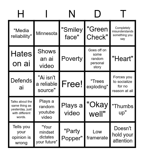 Mr. Hindt Bingo Card