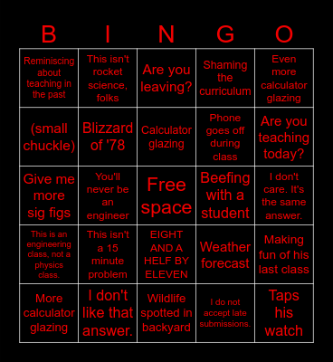 Dr. Michael J. Rider Bingo Card