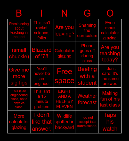 Dr. Michael J. Rider Bingo Card