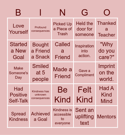 Kindness Day! Bingo Card