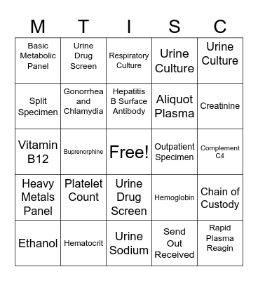 LABORATORY BINGO Card