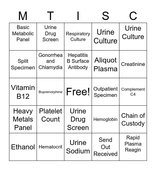 LABORATORY BINGO Card