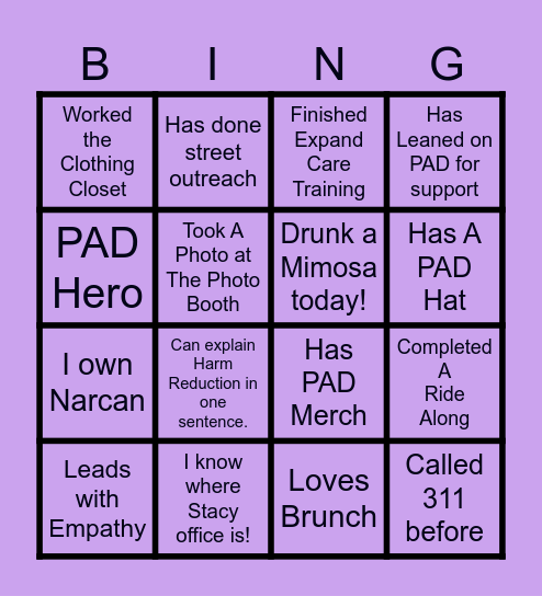 PAD HERO Bingo Card