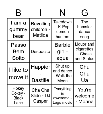 Round 1 - Kids Rule Round Bingo Card