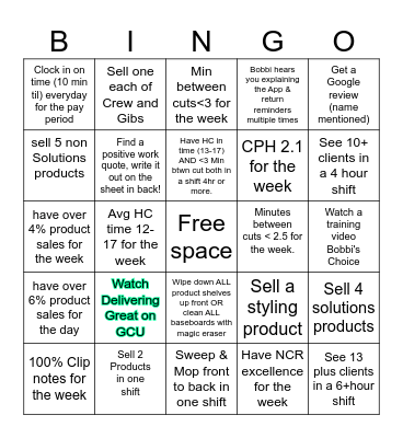 Creat Clips Bingo Card
