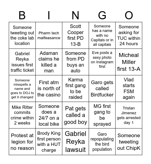 EchoRP - 2026 Post Wipe Bingo Card