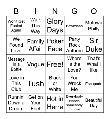 Super Bowl Bingo Card