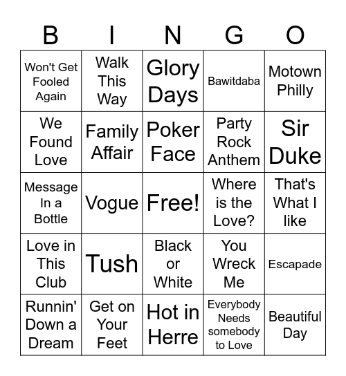 Super Bowl Bingo Card