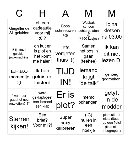 Baravond bingokaart! Bingo Card