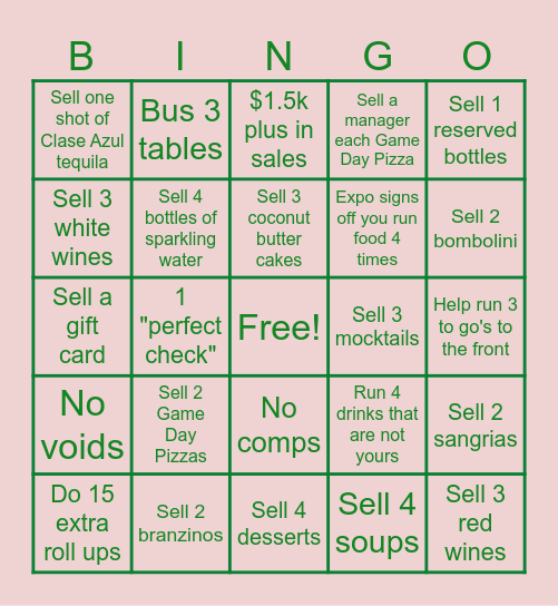 FRIDAY NIGHT BINGO! Bingo Card