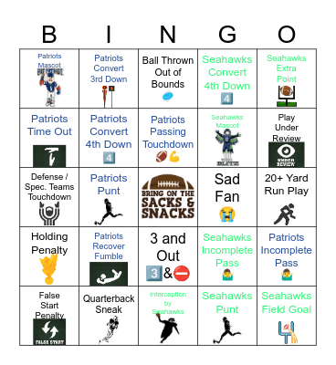 🏆🏈 SUPER BOWL 2026  🏈🏆 Bingo Card