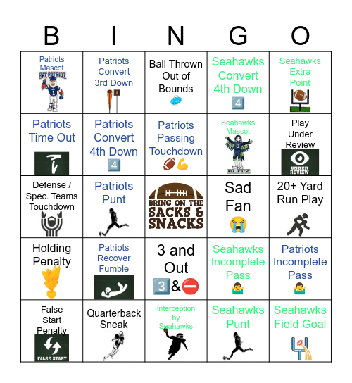🏆🏈 SUPER BOWL 2026  🏈🏆 Bingo Card