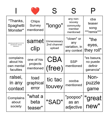 Eye sleep bing go Bingo Card