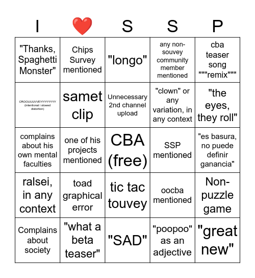 Eye sleep bing go Bingo Card