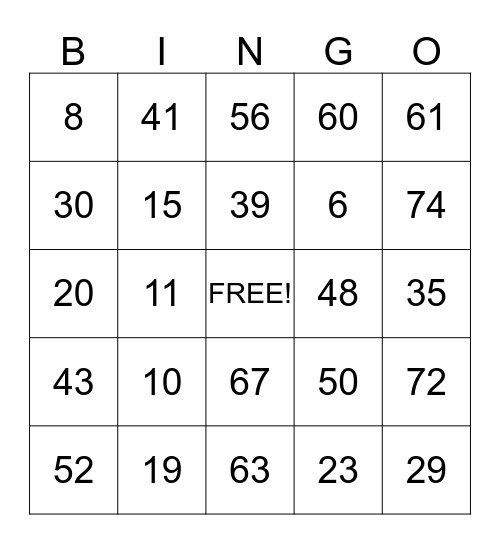 Bingo Card