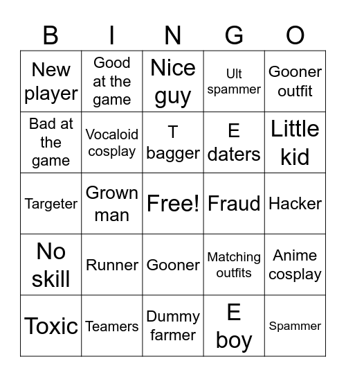 JJS bingo Card