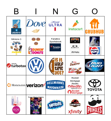 2026 Super Bowl Commercials Bingo Card