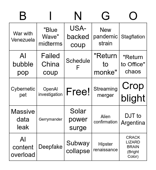 2026 SURVIVAL BINGO Card