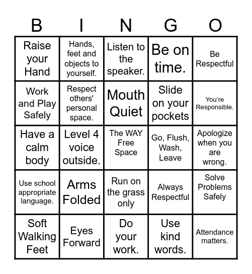Edison Way Bingo Card