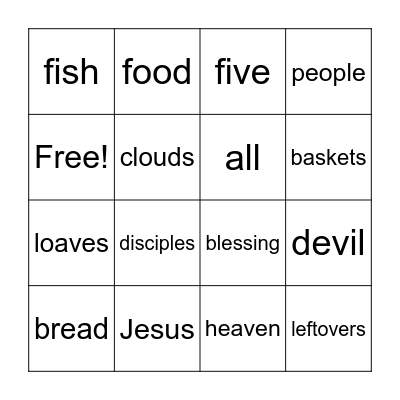 Luke 9:16-17 Bingo Card