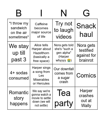 SLEEPOVER BINGO Card