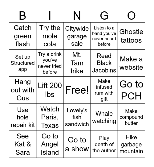 2026 Bingo Card