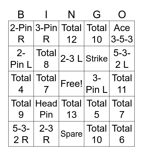 5-Pin Bowling BINGO Card