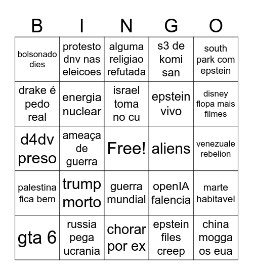 2026 Bingo Card