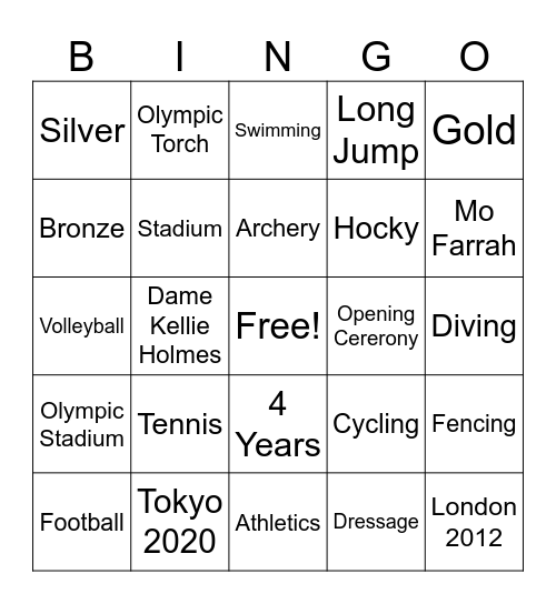 2026 winter Olympics Bingo Card