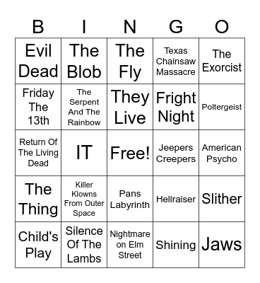 Fright Night Bingo Card