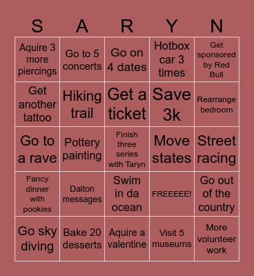 2026 BINGO CARD Bingo Card
