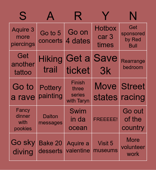 2026 BINGO CARD Bingo Card