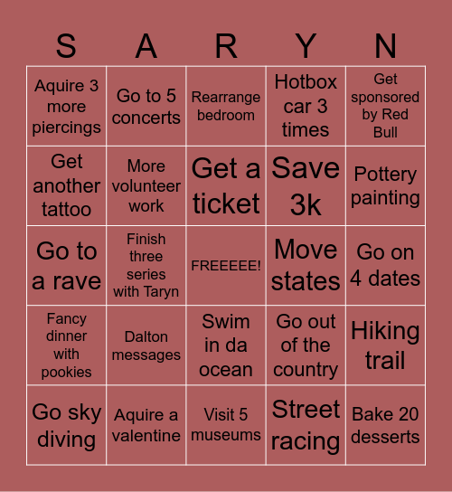 2026 BINGO CARD Bingo Card