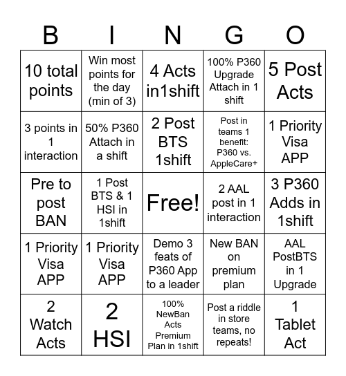 Week 2/7-2/13 Bingo Card