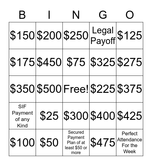 General Bingo Card