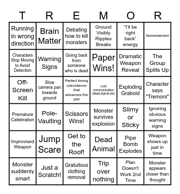 TREMORS Bingo Card