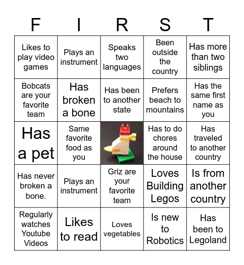 FLL Tournament Team Scavenger Hunt Bingo Card