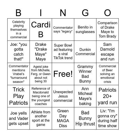 Bentio Bingo Card