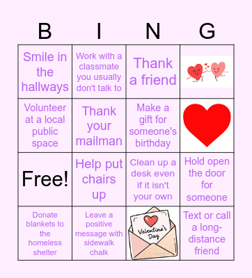 NHS Kindness Bingo Card