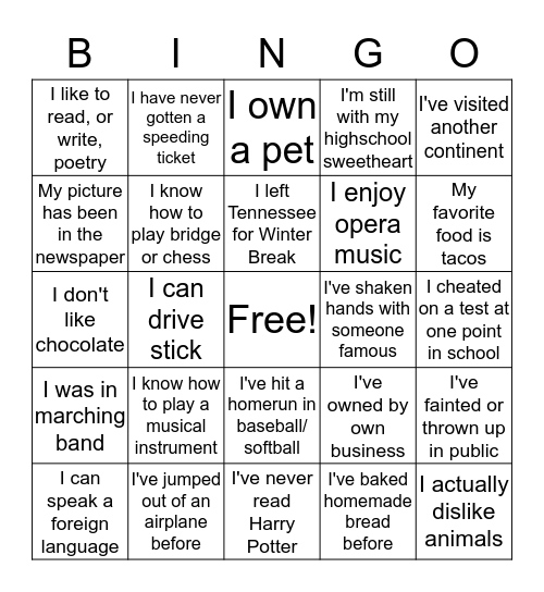 2017 January RD Training BINGO Card