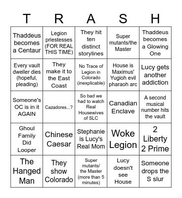 Fallout Season 3: Tokyo Drift Bingo Card