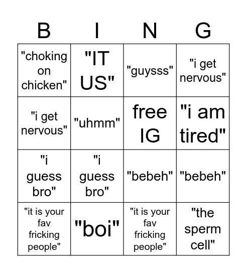Jade Bingo:) Bingo Card