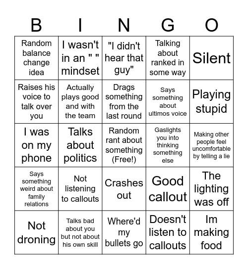 Fire bingo Card