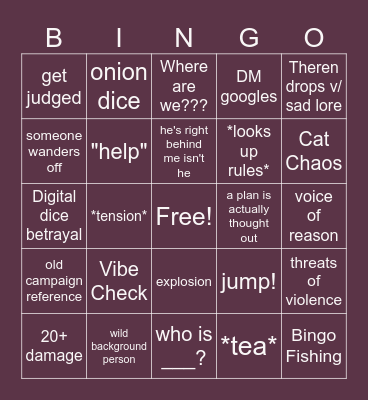 Curse of That Guy Bingo Card