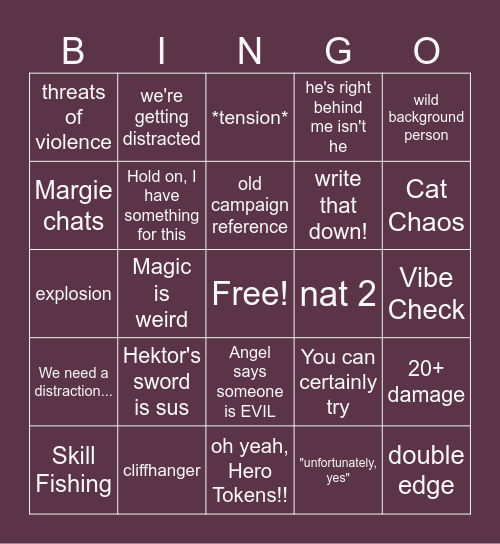 Curse of That Guy Bingo Card