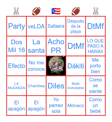 Bad Bunny Super Bowl Bingo Card
