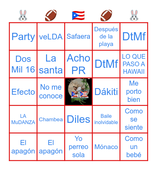 Bad Bunny Super Bowl Bingo Card