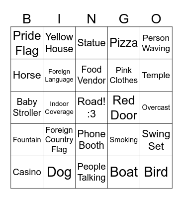 Street View Bingo Card