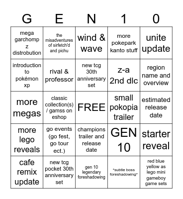 POKÉMON DAY 2026 Bingo Card